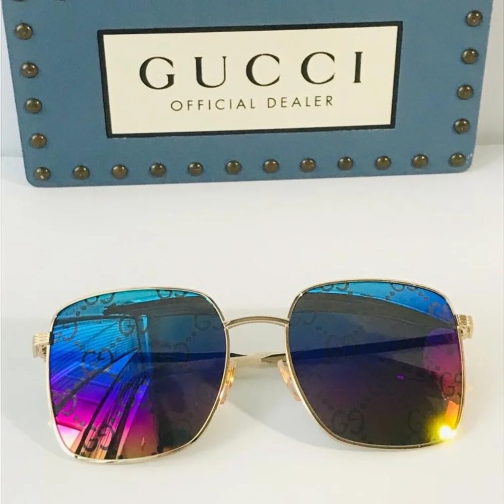 - 💯- New Authentic GUCCI Multicolor Square Ladies Sunglasses GG0802S 004 57